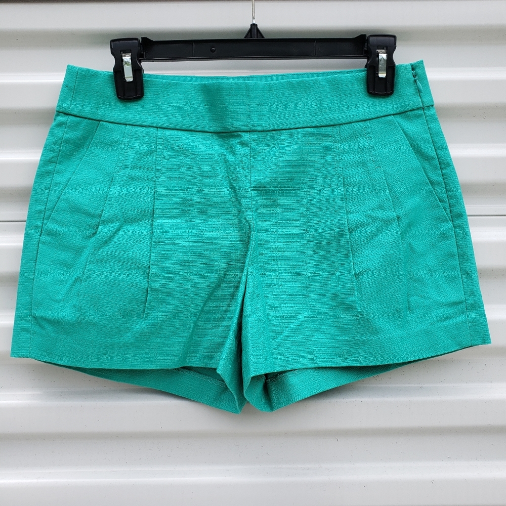 NWOT J.Crew teal green shorts w pleats side zipper